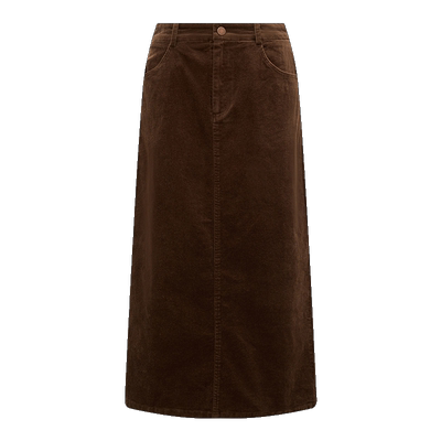 PetitBari灯芯绒开衩中长款半裙