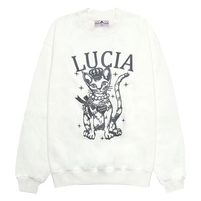 Bronze Lucia线稿皇冠猫圆领卫衣24新款潮牌男纯棉套头衫男女同款
