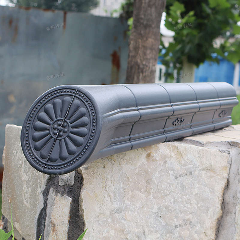 勾头脊斜脊末端仿古瓦配件中式塑料无翘树脂阳角拐角压顶件非翘角