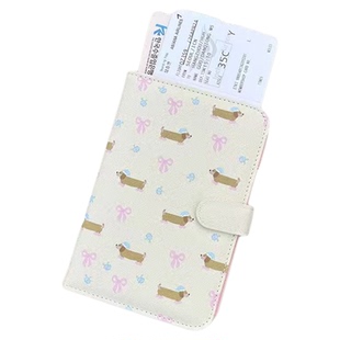 韩系少女心碎花小狗护照夹可爱多功能女生卡包机票证件出国收纳包