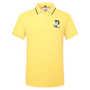 夏季高端纯棉高档Polo衫浅黄色男装短袖t恤 宽松翻领半袖休闲体恤
