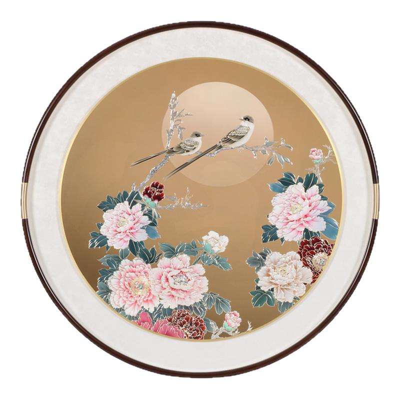 富贵满堂手工铜雕牡丹喜鹊挂画