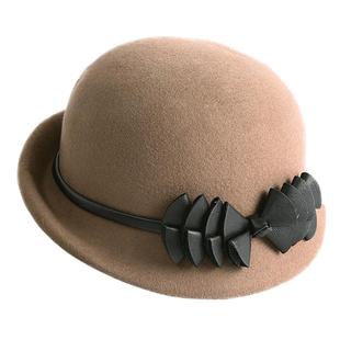 布塔帽子女秋冬小礼帽女英伦百搭短檐羊毛呢帽休闲百搭冬季盆帽