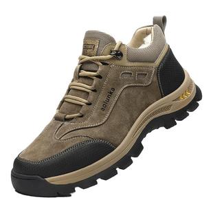 冬季棉鞋男真皮羊毛户外高帮棉皮鞋加绒保暖登山鞋防水防寒雪地靴