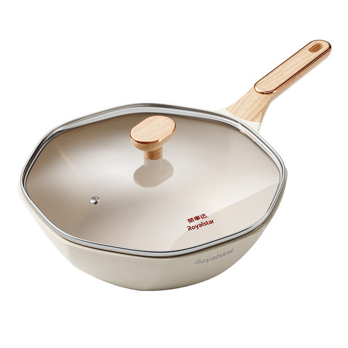 荣事达麦饭石炒锅八角锅不粘锅家用无油烟无涂层炒菜锅燃磁通用锅