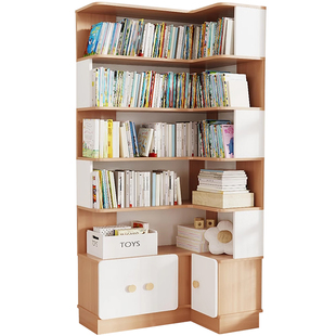 简易实木转角柜学生落地图书馆拐角书柜组合客厅卧室收纳置物柜