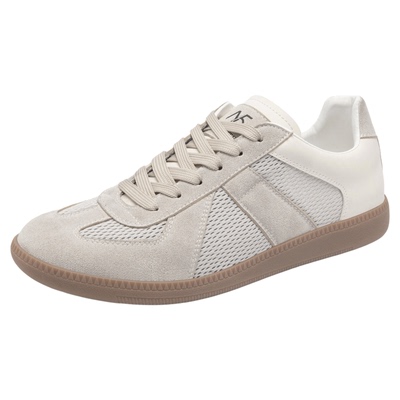 15mins休闲板鞋男款2025秋季透气德训鞋女网面软底真皮情侣鞋百搭