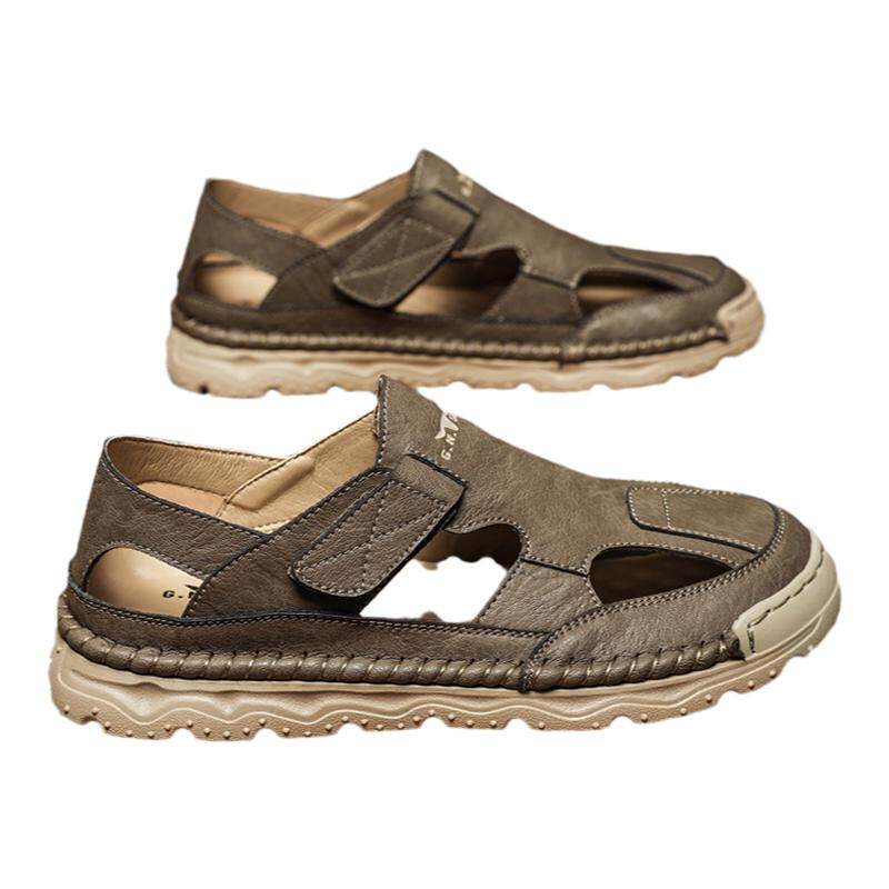 公牛世家官方旗舰店真皮沙滩鞋