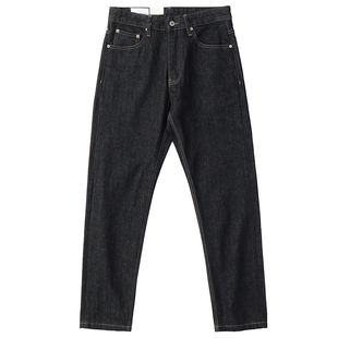 重磅黑色牛仔裤男直筒修身阿美咔叽美式复古原色水洗休闲长裤男