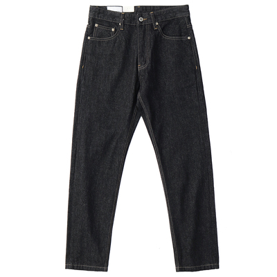 新款重磅美式小直筒黑色牛仔裤