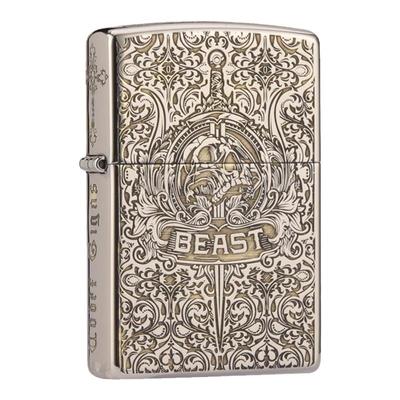 zippo刻花纯铜五面精雕送礼煤油