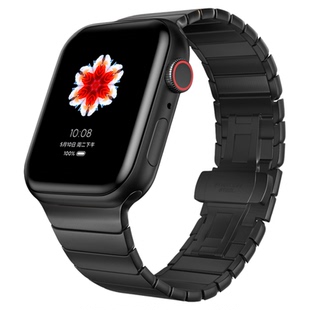 适用于苹果手表AppleWatchs10钛金属表带iwatch9表带ultra2钛合金高级11腕带s8/7/6/5/4se一株链式腕带S9夏3