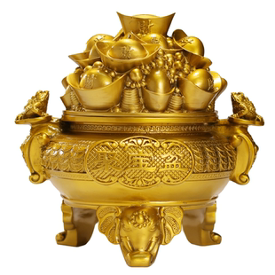 纯黄铜开盖西墙朱砂金蟾聚宝盆烟灰缸可存钱聚宝盆摆件聚财存钱罐