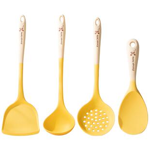 广意硅胶锅铲家用炒菜铲子不粘锅专用汤勺漏勺饭勺耐高温厨具套装