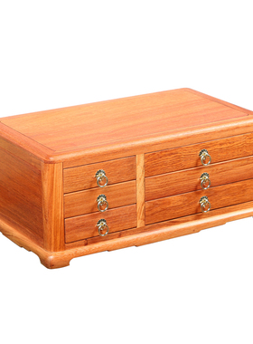 缅甸花梨六抽实木榫卯结构首饰盒