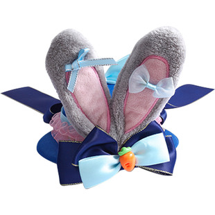 朱迪兔子警官女童卡通儿童帽子小女孩蝴蝶结宝宝发饰儿童发夹头饰