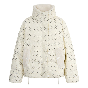 YUZI甜美少女风波点羽绒服女冬季加厚保暖小个子面包服外套