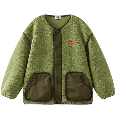 MQD童装男童仿羊羔绒外套2025冬季新款儿童同款连帽加厚摇粒绒