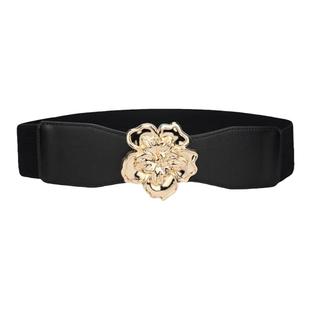 新款大衣腰带女装饰连衣裙时尚花朵宽腰封搭搭配羽绒服黑皮带束腰