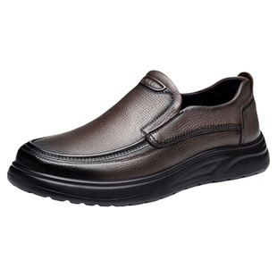 头层羊皮老人头2026新款商务休闲皮鞋男款真皮一脚蹬中老年爸爸鞋