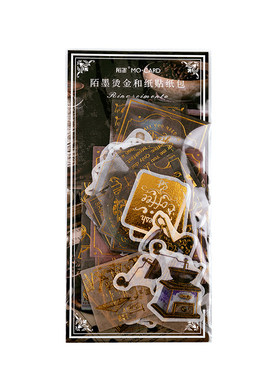 文艺复兴烫金和纸贴纸拼贴素材