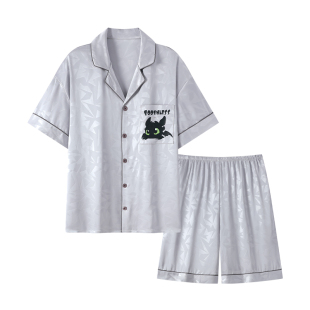 2026新款男士睡衣冰丝短袖夏季套装青少年大码家居服居家薄款