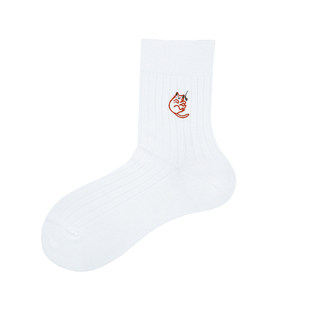 Beeff女“熊猫小猫小狗刺绣”夏季薄款中筒袜 无骨透气棉袜子