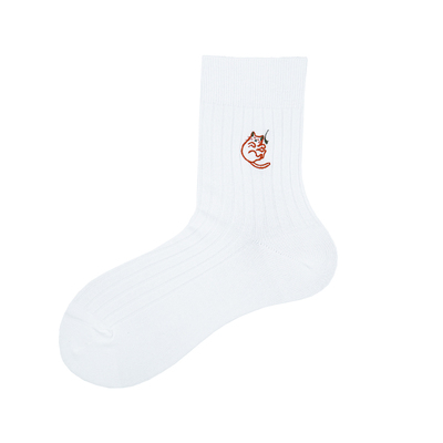 好可爱小动物刺绣薄款中筒袜