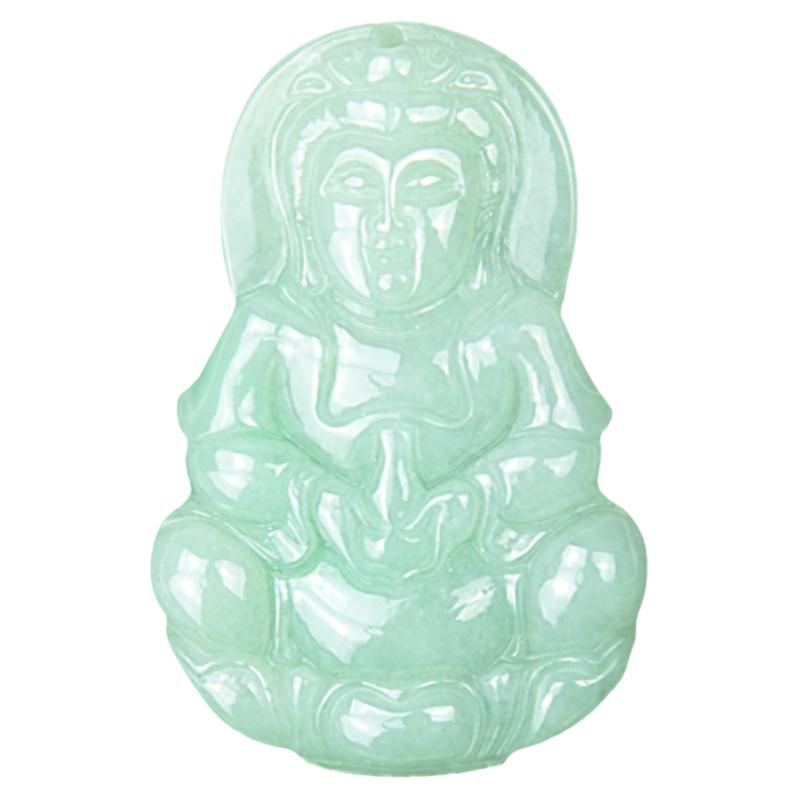 天然翡翠A货玉观音男款项链吊坠