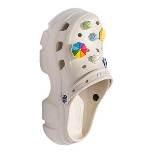 GGGLU卡通diy高跟洞洞鞋女款2025新款夏季外穿增高厚底拖鞋凉鞋