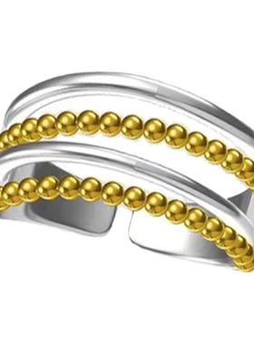 层次感金银拼色开口戒