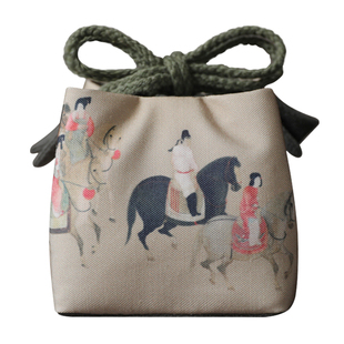 春泥古画麻棉茶叶罐茶壶茶具茶杯收纳包旅行包人物系列布袋大布包