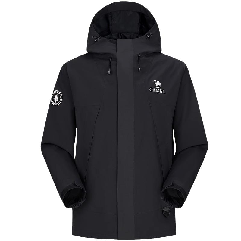 骆驼蛟龙冲锋衣男女款户外山系黑色外套男款春秋防风防水登山服男