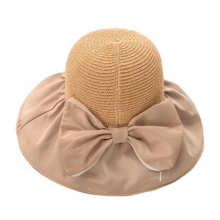 遮阳帽女夏季防紫外线防晒帽草帽沙滩遮脸太阳帽渔夫帽大帽檐折叠