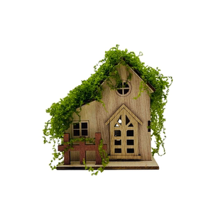 微景观造景森林系木质小房子装饰小摆件手工制作灯光苔藓屋顶配件