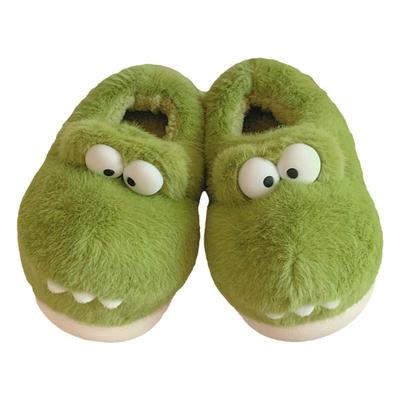 保暖毛绒软底防滑亲子棉拖鞋男女冬ins趣味可爱恐龙全包跟月子鞋