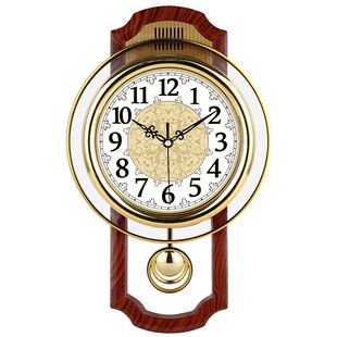 康巴丝欧式复古摇摆钟表客厅卧室石英钟挂钟电子钟挂墙时钟挂表