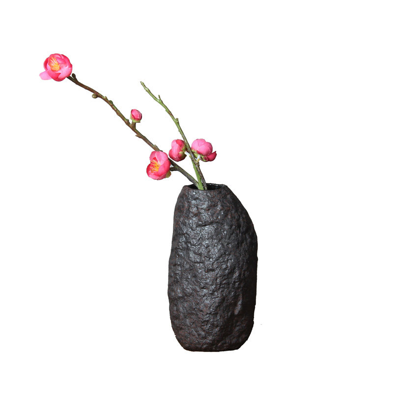 日式粗陶花瓶复古手工花插陶瓷禅意居家精致装饰陶艺水培桌面花器