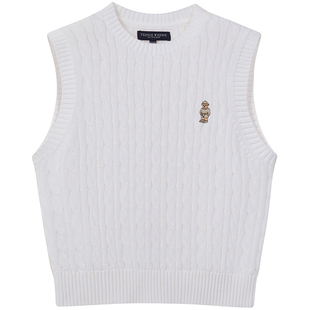 TeenieWeenie小熊女装毛针织衫26年春季新款复古绞花圆领毛衣背心