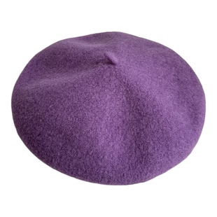 紫色羊毛贝雷帽女时尚显摆秋冬蓓蕾帽显脸小画家帽报童帽南瓜帽潮