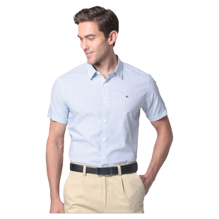 【特惠款】嘉意男士夏季新款衬衣纯棉短袖休闲格子衬衫男款A59003