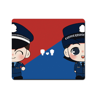 卡通警察交警款鼠标垫笔记本电脑书加厚大号桌垫办公桌垫键盘防水
