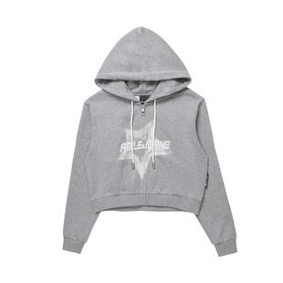 ABLE JEANS 秋款女士运动休闲印花连帽开衫卫衣短款拉链外套