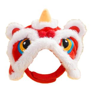 小猫咪帽子宠物狗狗狮子虎头套柯基法斗冬天专用露耳朵喜庆头饰迷