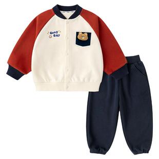 嘟嘟家男童套装春秋儿童棒球服运动裤卡通宝宝新春装女童休闲童装