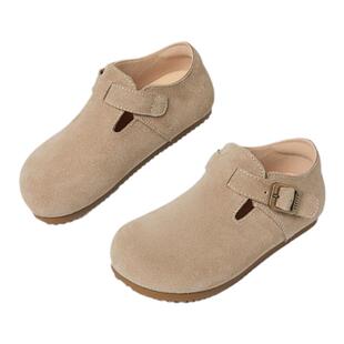 斯纳菲儿童勃肯鞋女童皮鞋2026春秋新款真皮软底防滑棉鞋宝宝鞋子