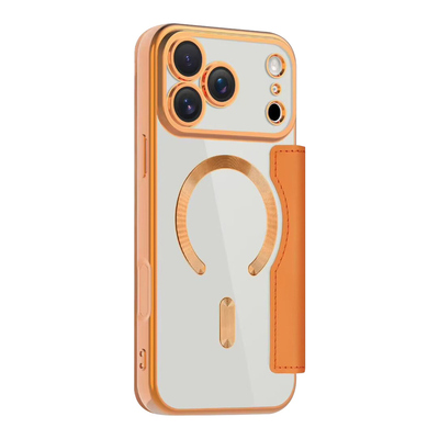 高级橙色带卡包适用苹果Air手机壳i17Promax翻盖皮套iPhone16pro磁吸13掀盖插卡15放卡14防摔12p全包摄像头套
