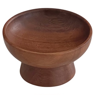 复古胡桃木高脚收纳盘桌面杂物收纳盒玄关钥匙首饰置物盘木质托盘