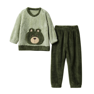 A类300克 儿童舒棉绒家居套装男童女童保暖睡衣睡裤 中大童居家服