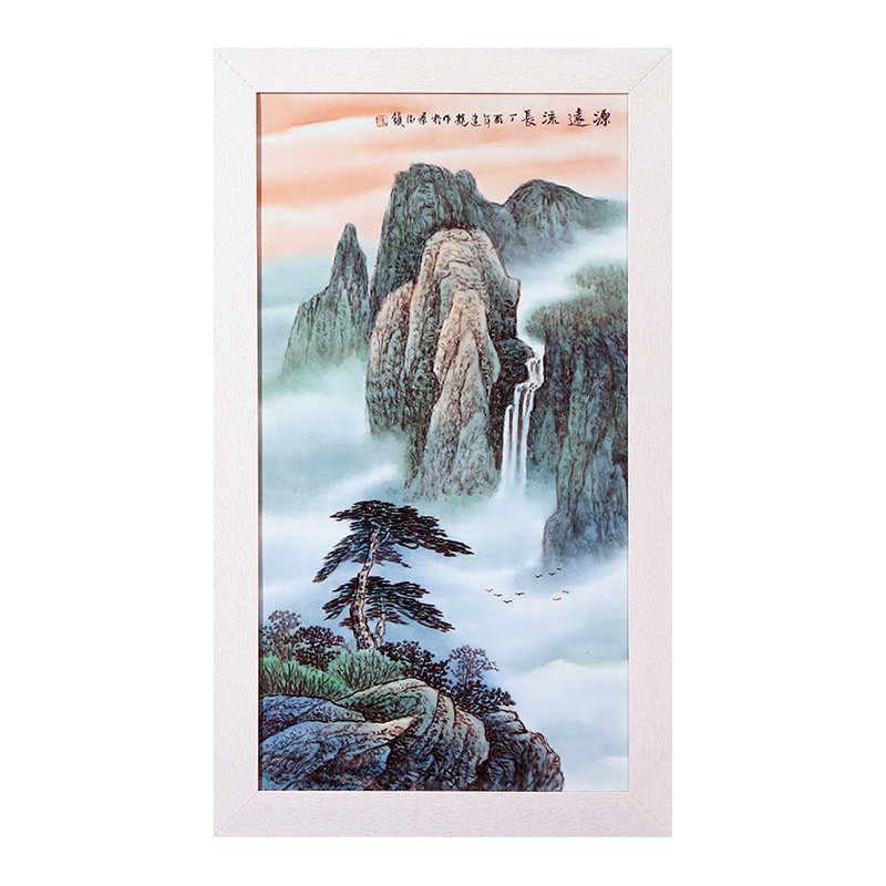 新中式风景德镇粉彩办公室瓷板画